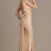 Ariette Premium – sukienka maxi z odkrytymi plecami, zdobiona, w kolorze złotym Ariette Premium – sukienka maxi z odkrytymi plecami, zdobiona, w kolorze złotym