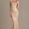 Ariette Premium – sukienka maxi z odkrytymi plecami, zdobiona, w kolorze złotym Ariette Premium – sukienka maxi z odkrytymi plecami, zdobiona, w kolorze złotym
