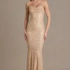 Ariette Premium – sukienka maxi z odkrytymi plecami, zdobiona, w kolorze złotym Ariette Premium – sukienka maxi z odkrytymi plecami, zdobiona, w kolorze złotym