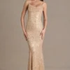 Ariette Premium – sukienka maxi z odkrytymi plecami, zdobiona, w kolorze złotym Ariette Premium – sukienka maxi z odkrytymi plecami, zdobiona, w kolorze złotym