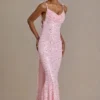 Ariette Premium – sukienka Maxi z ozdobami i odkrytymi plecami w kolorze jasnoróżowym Ariette Premium – sukienka Maxi z ozdobami i odkrytymi plecami w kolorze jasnoróżowym