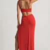 Asymetryczna sukienka Maxi Imara z teksturowanego dżerseju w kolorze chili red Asymetryczna sukienka Maxi Imara z teksturowanego dżerseju w kolorze chili red