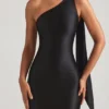 Asymetryczna sukienka Maxi Sheril z detalem w postaci szalika w kolorze czarnym Asymetryczna sukienka Maxi Sheril z detalem w postaci szalika w kolorze czarnym
