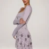 Asymetryczna sukienka Mini Lumiki z aplikacją w kolorze liliowym Asymetryczna sukienka Mini Lumiki z aplikacją w kolorze liliowym