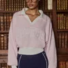 Bawełniany sweter oversize z dekoltem w serek w kolorze pudrowego różu Bawełniany sweter oversize z dekoltem w serek w kolorze pudrowego różu