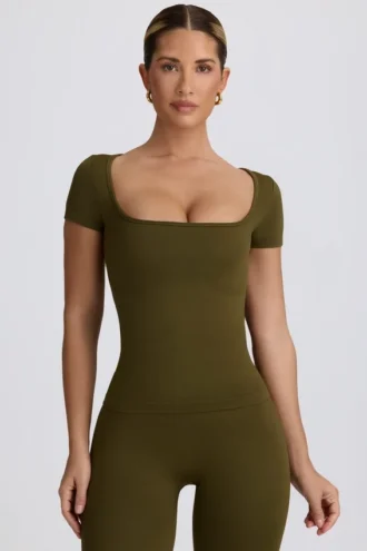 Bezszwowa koszulka Super Sculpt w kolorze ciemnozielonym Bezszwowa koszulka Super Sculpt w kolorze ciemnozielonym