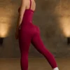 Bezszwowe legginsy Super Sculpt w kolorze bordowym