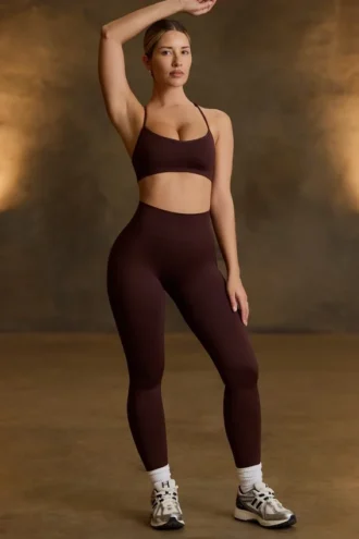 Bezszwowe legginsy Super Sculpt w kolorze czekoladowym