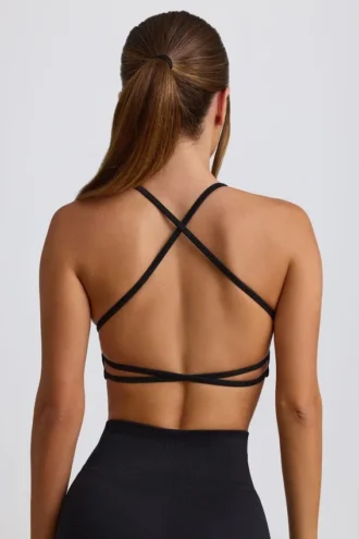 Bezszwowy biustonosz sportowy Super Sculpt z odkrytymi plecami w kolorze czarnym Bezszwowy biustonosz sportowy Super Sculpt z odkrytymi plecami w kolorze czarnym