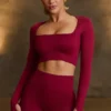 Bezszwowy top z długim rękawem Super Sculpt w kolorze bordowym Bezszwowy top z długim rękawem Super Sculpt w kolorze bordowym