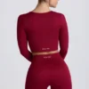 Bezszwowy top z długim rękawem Super Sculpt w kolorze bordowym Bezszwowy top z długim rękawem Super Sculpt w kolorze bordowym