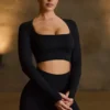 Bezszwowy top z długim rękawem Super Sculpt w kolorze czarnym Bezszwowy top z długim rękawem Super Sculpt w kolorze czarnym