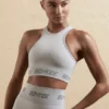 Bezszwowy top z tyłu w stylu racerback w kolorze srebrnym Bezszwowy top z tyłu w stylu racerback w kolorze srebrnym
