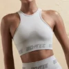 Bezszwowy top z tyłu w stylu racerback w kolorze srebrnym Bezszwowy top z tyłu w stylu racerback w kolorze srebrnym