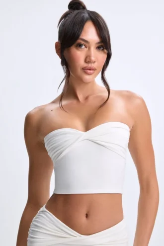 Biały top bandeau Edie Modal Twist-Front