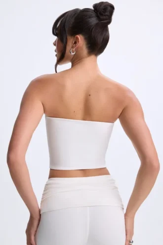 Biały top bandeau Edie Modal Twist-Front