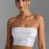 Biały top bandeau z ozdobnymi ramiączkami Nanaka Biały top bandeau z ozdobnymi ramiączkami Nanaka