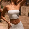 Biały top bandeau z ozdobnymi ramiączkami Nanaka Biały top bandeau z ozdobnymi ramiączkami Nanaka
