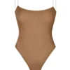 Bielizna Intimates – Body z stringami z miękkiej siateczki w kolorze migdałowym Bielizna Intimates – Body z stringami z miękkiej siateczki w kolorze migdałowym