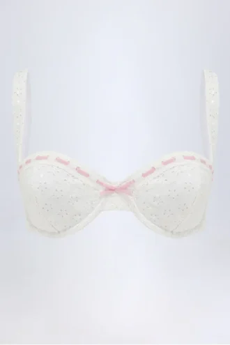 Bikini z fiszbinami i biustonoszem typu balconette Ravello Broderie Anglaise w kolorze białym Bikini z fiszbinami i biustonoszem typu balconette Ravello Broderie Anglaise w kolorze białym