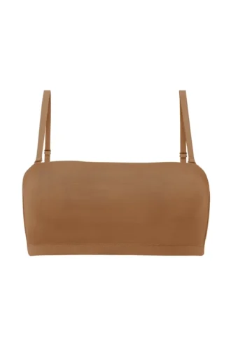 Biustonosz bandeau Intimates z miękkiej siateczki w kolorze migdałowym Biustonosz bandeau Intimates z miękkiej siateczki w kolorze migdałowym