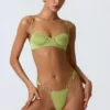 Biustonosz bikini z fiszbinami i zdobieniami Sundial w kolorze gruszkowej zieleni