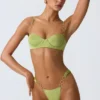 Biustonosz bikini z fiszbinami i zdobieniami Sundial w kolorze gruszkowej zieleni