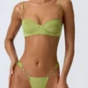Biustonosz bikini z fiszbinami i zdobieniami Sundial w kolorze gruszkowej zieleni