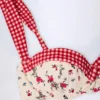 Biustonosz bikini z fiszbinami Vallibona w czerwone kwiaty Biustonosz bikini z fiszbinami Vallibona w czerwone kwiaty