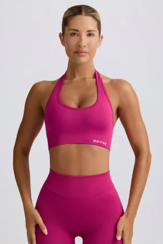 Biustonosz sportowy Define Luxe z wiązaniem na szyi w kolorze Berry