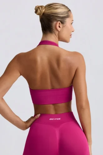 Biustonosz sportowy Define Luxe z wiązaniem na szyi w kolorze Berry