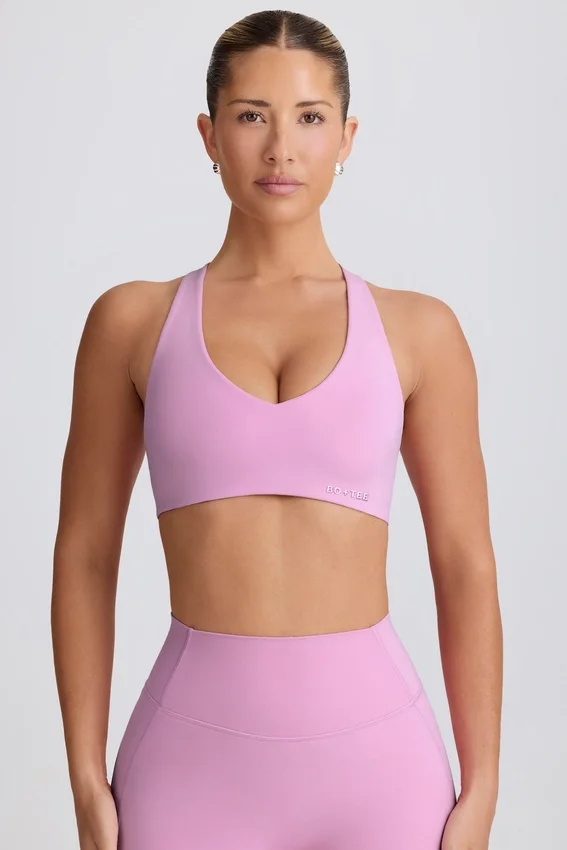 Biustonosz sportowy Soft Active z dekoltem w serek w kolorze zgaszonego różu Biustonosz sportowy Soft Active z dekoltem w serek w kolorze zgaszonego różu