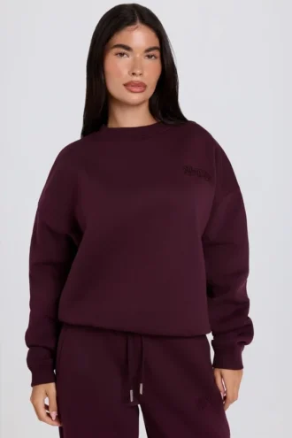 Bluza oversize z okrągłym dekoltem w kolorze bordowym Bluza oversize z okrągłym dekoltem w kolorze bordowym