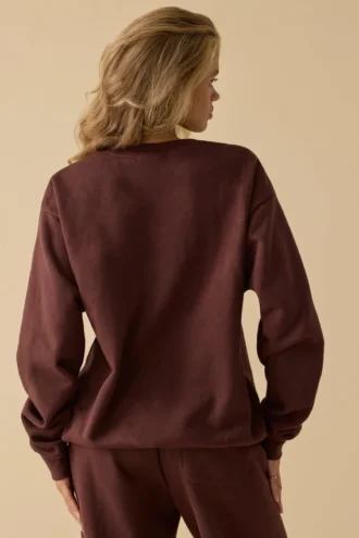 Bluza oversize z okrągłym dekoltem w kolorze mahoniowym Bluza oversize z okrągłym dekoltem w kolorze mahoniowym