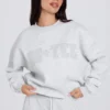 Bluza oversize z okrągłym dekoltem w kolorze szarym melanżowym