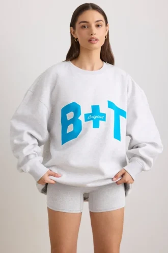 Bluza oversize z okrągłym dekoltem w kolorze szarym melanżowym Bluza oversize z okrągłym dekoltem w kolorze szarym melanżowym
