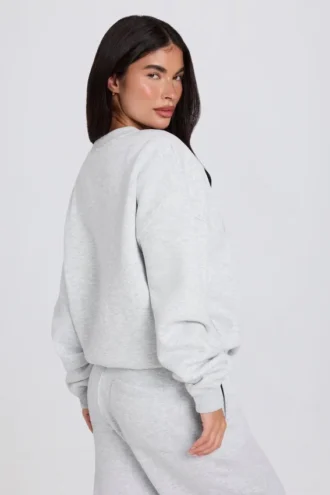 Bluza oversize z okrągłym dekoltem w kolorze szarym melanżowym Bluza oversize z okrągłym dekoltem w kolorze szarym melanżowym