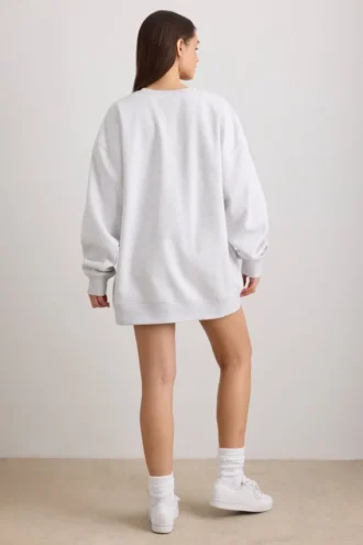 Bluza oversize z okrągłym dekoltem w kolorze szarym melanżowym Bluza oversize z okrągłym dekoltem w kolorze szarym melanżowym