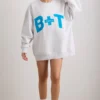 Bluza oversize z okrągłym dekoltem w kolorze szarym melanżowym