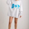 Bluza oversize z okrągłym dekoltem w kolorze szarym melanżowym