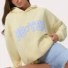 Bluza z kapturem oversize z aplikacją w kolorze cytrynowym