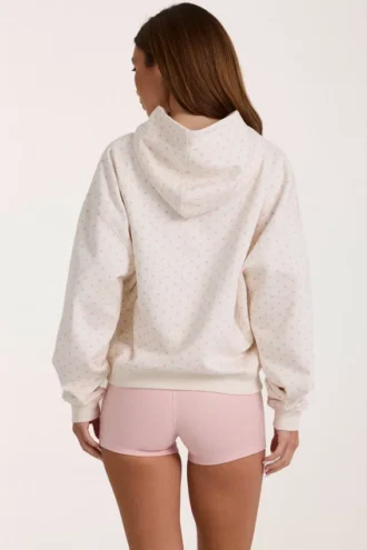 Bluza z kapturem oversize z aplikacją w kolorze kości słoniowej w groszki Bluza z kapturem oversize z aplikacją w kolorze kości słoniowej w groszki
