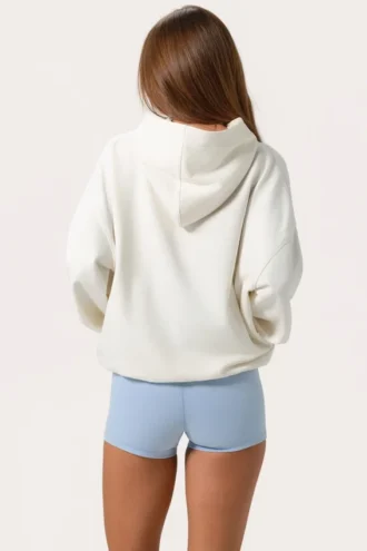 Bluza z kapturem oversize z aplikacją w kolorze mlecznym Bluza z kapturem oversize z aplikacją w kolorze mlecznym