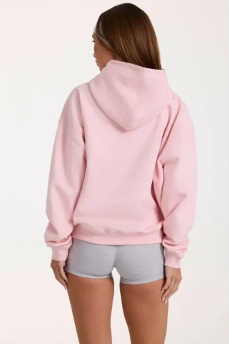 Bluza z kapturem oversize z aplikacją w kolorze pudrowym Bluza z kapturem oversize z aplikacją w kolorze pudrowym
