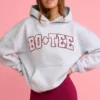 Bluza z kapturem oversize z aplikacją w kolorze szarym