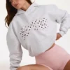 Bluza z kapturem oversize z aplikacją w kolorze szarym melanżowym