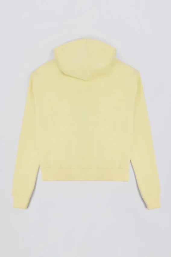 Bluza z kapturem oversize z haftem w kolorze delikatnej żółci Bluza z kapturem oversize z haftem w kolorze delikatnej żółci