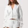 Bluza z kapturem oversize zapinana na zamek w kolorze Milk Bluza z kapturem oversize zapinana na zamek w kolorze Milk