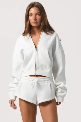 Bluza z kapturem oversize zapinana na zamek w kolorze Milk Bluza z kapturem oversize zapinana na zamek w kolorze Milk