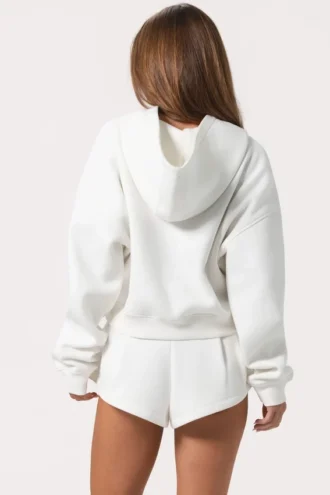 Bluza z kapturem oversize zapinana na zamek w kolorze Milk Bluza z kapturem oversize zapinana na zamek w kolorze Milk